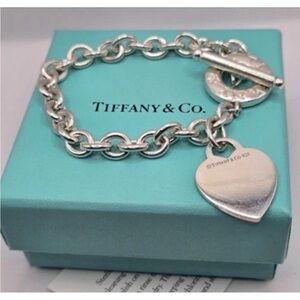 Tiffany & Co 💯% Auth Heart Toggle Bracelet w/Box 925 Sterling ✨EUC✨Sz7.5”✨